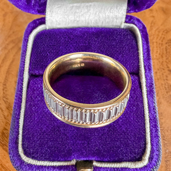 Vintage Textured Two-toned Wedding Band sold by Doyle and Doyle an antique and vintage jewelry boutique
