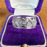 Vintage Wide Patterned Diamond Band sold by Doyle and Doyle an antique and vintage jewelry boutique