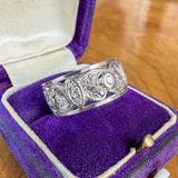 Vintage Wide Patterned Diamond Band sold by Doyle and Doyle an antique and vintage jewelry boutique