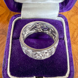 Vintage Wide Patterned Diamond Band sold by Doyle and Doyle an antique and vintage jewelry boutique
