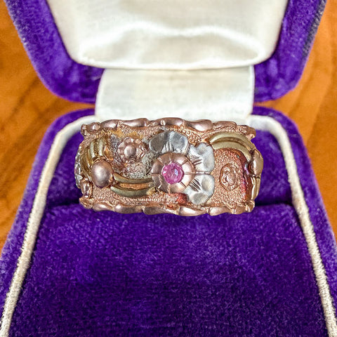 Retro Moderne 1040s Ruby & Diamond Band, sold by Doyle & Doyle antique and vintage jewelry boutique