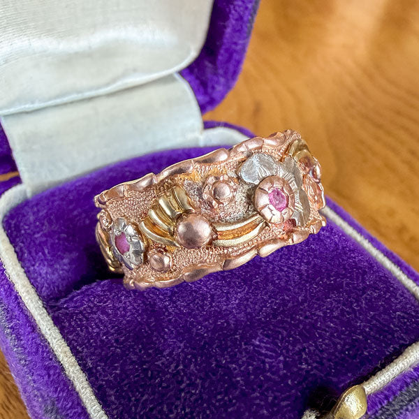 Retro Moderne 1040s Ruby & Diamond Band, sold by Doyle & Doyle antique and vintage jewelry boutique