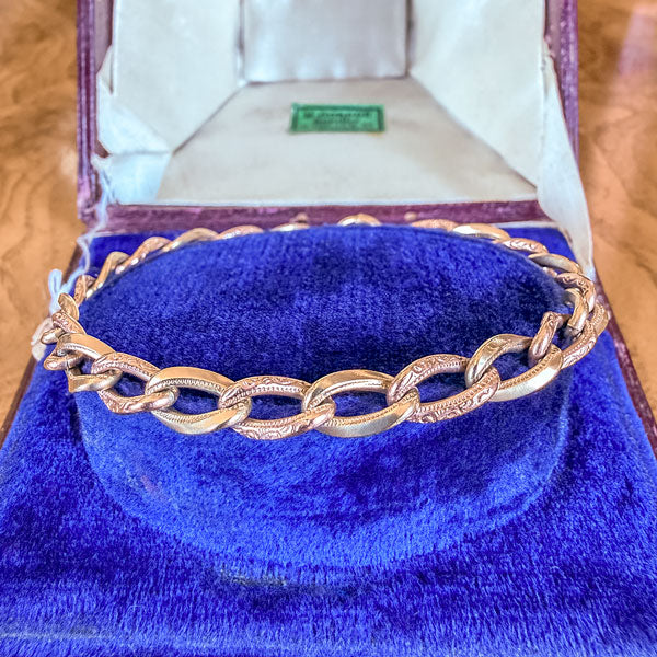 Victorian Two-toned Patterned Link Bracelet sold by Doyle and Doyle an antique and vintage jewelry boutique