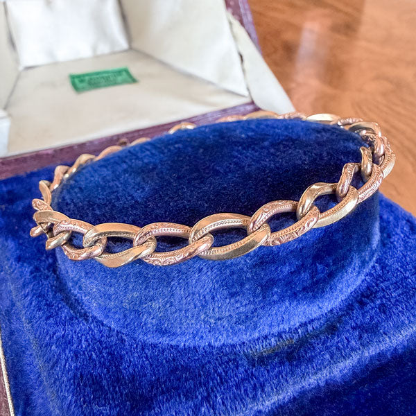 Victorian Two-toned Patterned Link Bracelet sold by Doyle and Doyle an antique and vintage jewelry boutique
