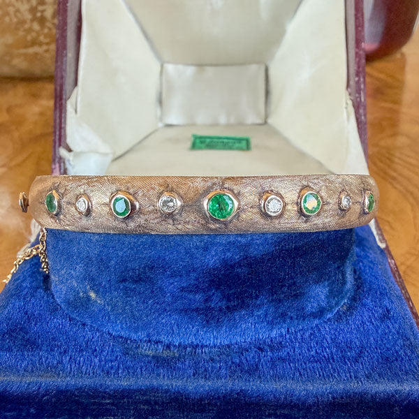 Vintage Emerald & Diamond Bangle Bracelet, from Doyle & Doyle antique and vintage jewelry boutique