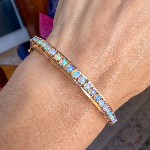 Vintage Opal Bangle Bracelet sold by Doyle and Doyle an antique and vintage jewelry boutique