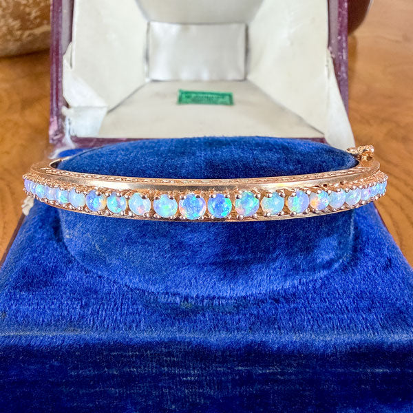 Vintage Opal Bangle Bracelet sold by Doyle and Doyle an antique and vintage jewelry boutique