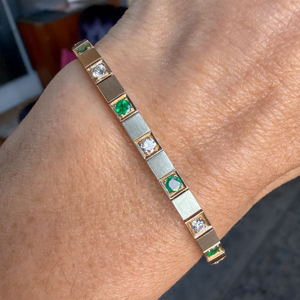 Vintage Emerald & Diamond Bracelet sold by Doyle and Doyle an antique and vintage jewelry boutique