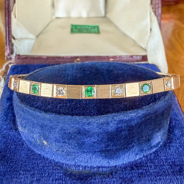 Vintage Emerald & Diamond Bracelet sold by Doyle and Doyle an antique and vintage jewelry boutique