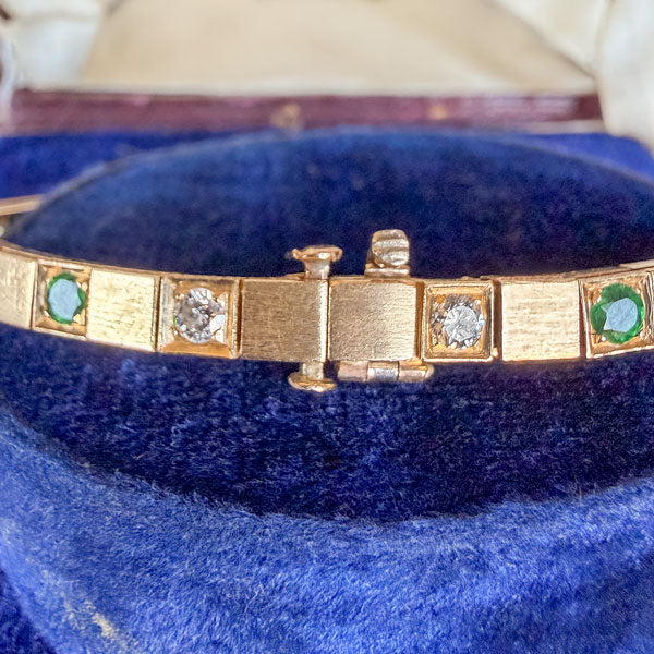 Vintage Emerald & Diamond Bracelet sold by Doyle and Doyle an antique and vintage jewelry boutique