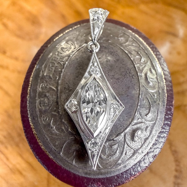 Art Deco Marquise Diamond Pendant, sold by Doyle & Doyle antique and vintage jewelry boutique