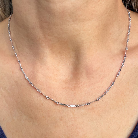 Vintage White Gold Fancy Link Chain Necklace, sold by Doyle & Doyle antique and vintage jewelry boutique