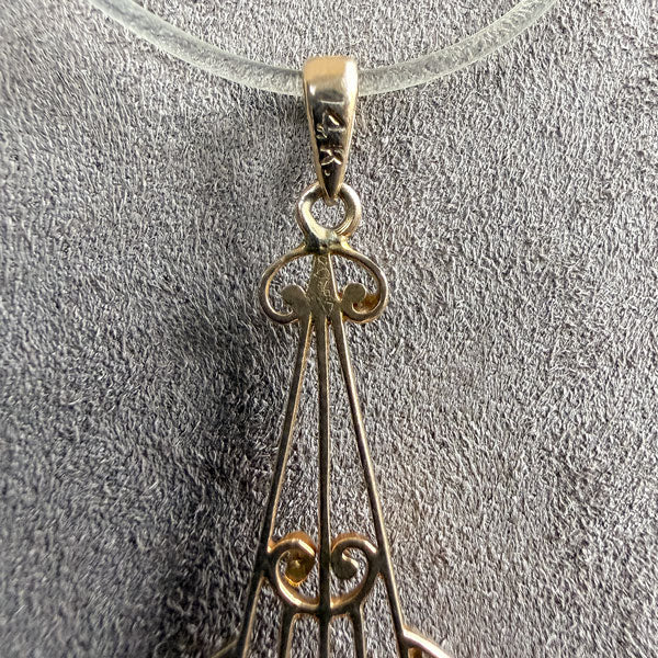 Antique Diamond, Pearl, and Aquamarine Lavalier Necklace, from Doyle & Doyle antique and vintage jewelry boutique 