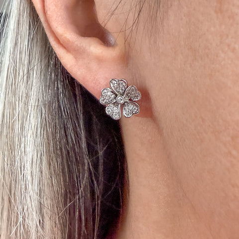 Vintage Diamond Flower Earrings sold by Doyle and Doyle an antique and vintage jewelry boutique