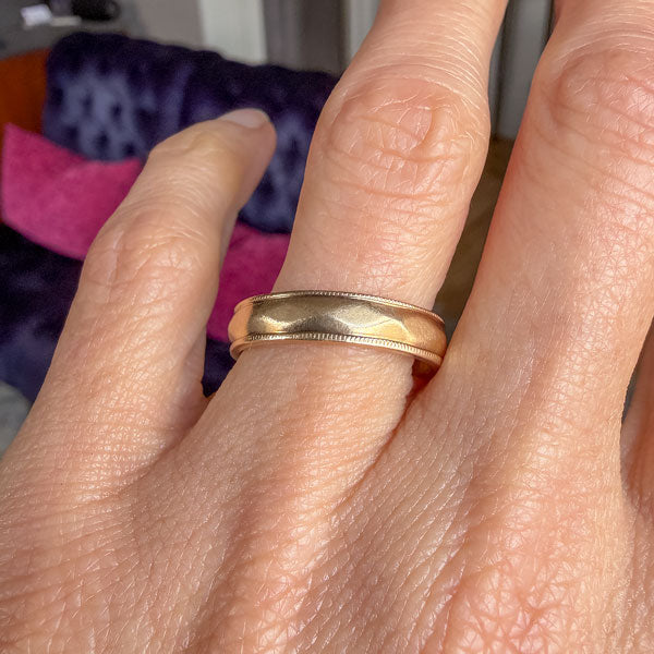 Vintage Faceted Gold Wedding Band Ring sold by Doyle and Doyle an antique and vintage jewelry boutique