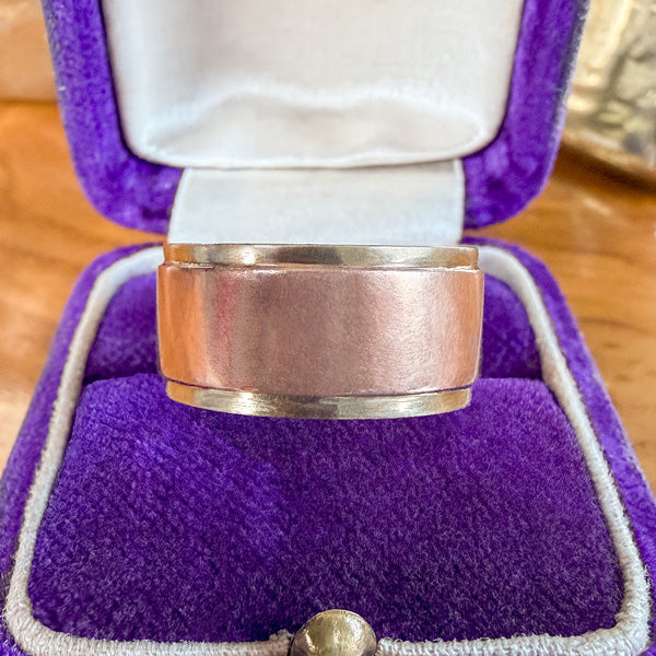 Vintage Wide Two-Toned Gold Band Ring, sold by Doyle & Doyle antique and vintage jewelry boutique