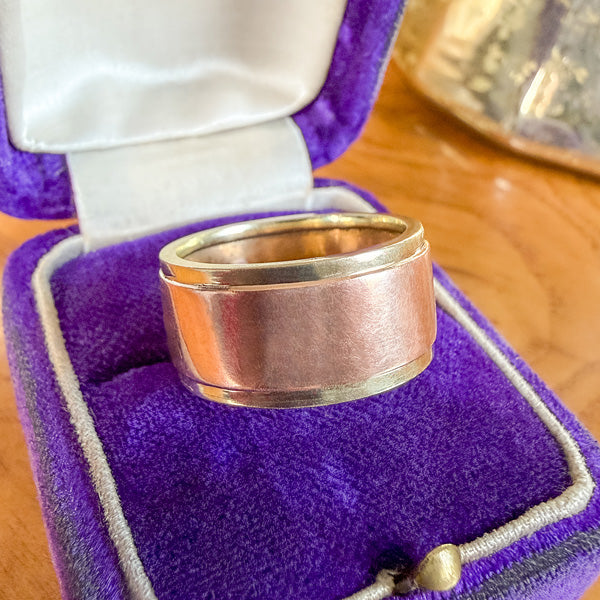 Vintage Wide Two-Toned Gold Band Ring, sold by Doyle & Doyle antique and vintage jewelry boutique