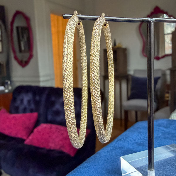 Vintage Textured Gold Hoop Earrings, from Doyle & Doyle antique and vintage jewelry boutique
