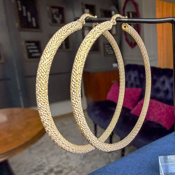 Vintage Textured Gold Hoop Earrings, from Doyle & Doyle antique and vintage jewelry boutique