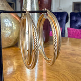 Vintage Textured Gold Hoop Earrings, sold by Doyle & Doyle an antique and vintage jewelry boutique