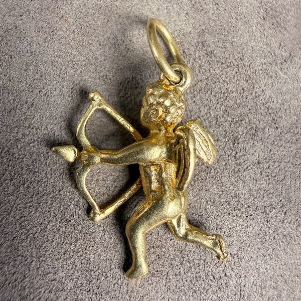 Vintage Gold Cupid Pendant Charm, sold by Doyle & Doyle antique and vintage jewelry boutique