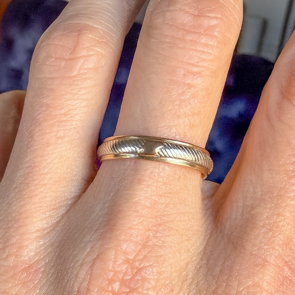 Vintage Yellow & White Gold Wedding Band, sold by Doyle & Doyle antique and vintage jewelry boutique