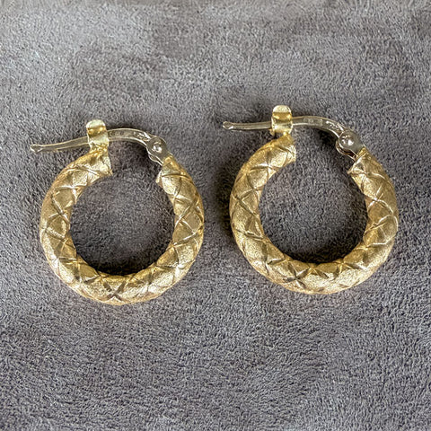 Vintage Textured Hoop Earrings sold by Doyle and Doyle an antique and vintage jewelry boutique