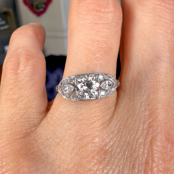 Art Deco Diamond Engagement Ring, RBC 0.90ct. sold by Doyle and Doyle an antique and vintage jewelry boutique