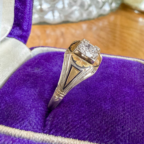 Art Deco Diamond Engagement Ring, RBC 0.25 sold by Doyle and Doyle an antique and vintage jewelry boutique
