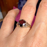 Vintage Gold Filigree Garnet Ring, sold by Doyle & Doyle antique and vintage jewelry boutique