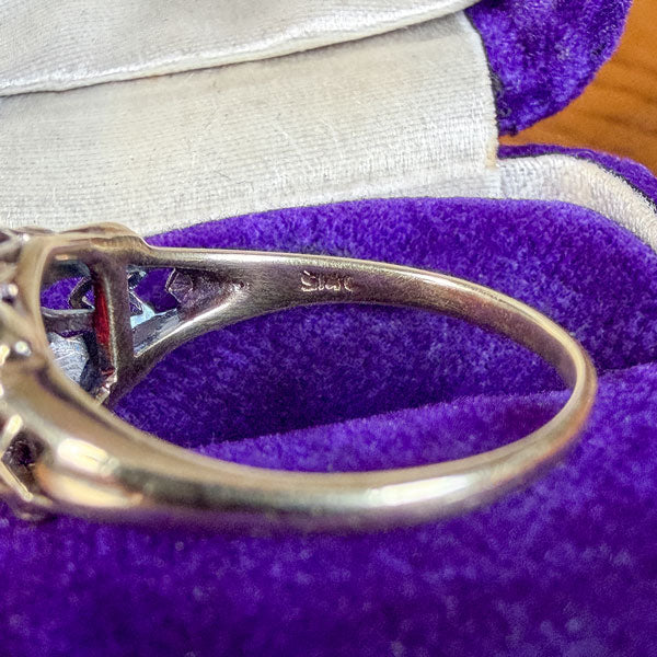 Vintage Gold Filigree Garnet Ring, sold by Doyle & Doyle antique and vintage jewelry boutique