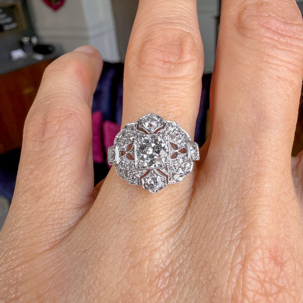 Art Deco Diamond Ring, Old Euro 0.61ct. sold by Doyle and Doyle an antique and vintage jewelry boutique