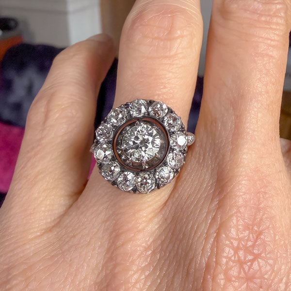 Georgian Diamond Cluster Ring. Old Euro 0.82ct sold by Doyle and Doyle an antique and vintage jewelry boutique