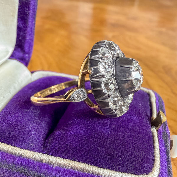 Georgian Diamond Cluster Ring. Old Euro 0.82ct sold by Doyle and Doyle an antique and vintage jewelry boutique
