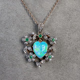 Antique Opal Heart & Emerald & Diamond Pendant sold by Doyle and Doyle an antique and vintage jewelry boutique