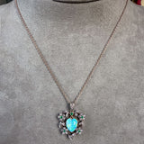 Antique Opal Heart & Emerald & Diamond Pendant sold by Doyle and Doyle an antique and vintage jewelry boutique