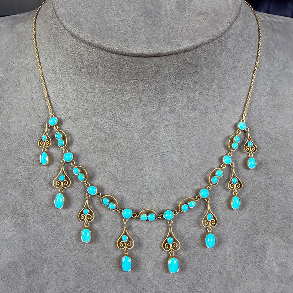 Victorian Turquoise Fringe Necklace sold by Doyle and Doyle an antique and vintage jewelry boutique