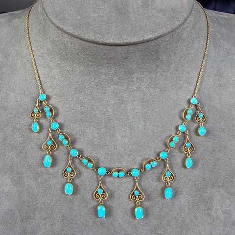 Victorian Turquoise Fringe Necklace sold by Doyle and Doyle an antique and vintage jewelry boutique
