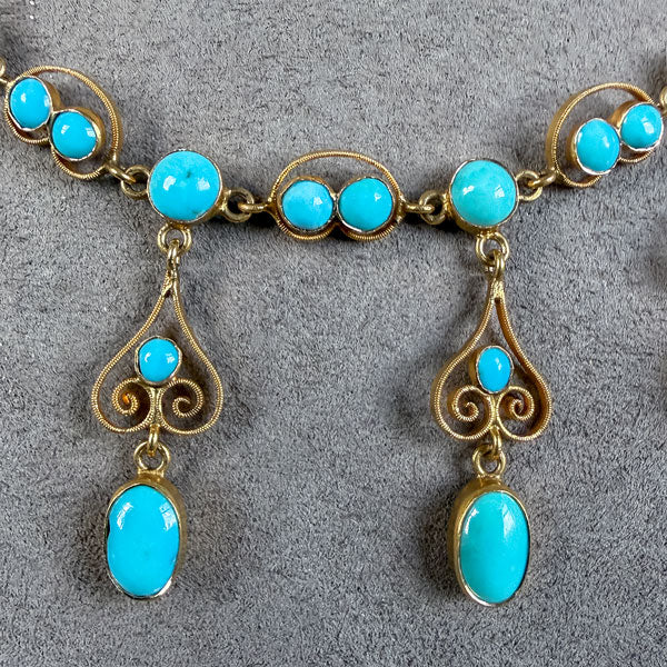 Victorian Turquoise Fringe Necklace sold by Doyle and Doyle an antique and vintage jewelry boutique
