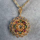 Antique Victorian Diamond, Ruby & Emerald Pendant, from Doyle & Doyle antique and vintage jewelry boutique