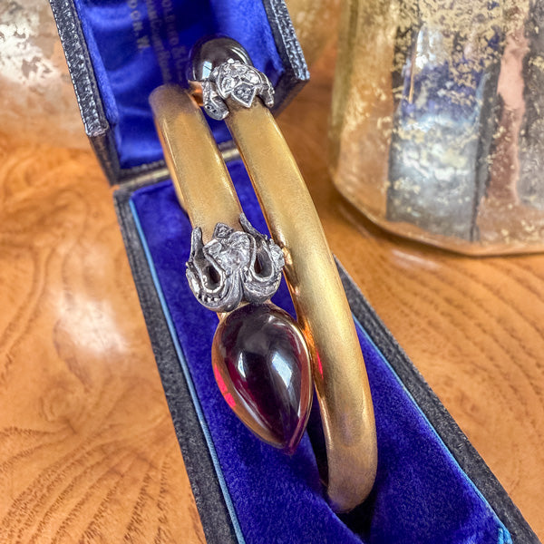 Edwardian Garnet & Rose Cut Diamond Bracelet sold by Doyle and Doyle an antique and vintage jewelry boutique