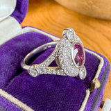 Vintage Cushion Ruby & Diamond Ring sold by Doyle and Doyle an antique and vintage jewelry boutique