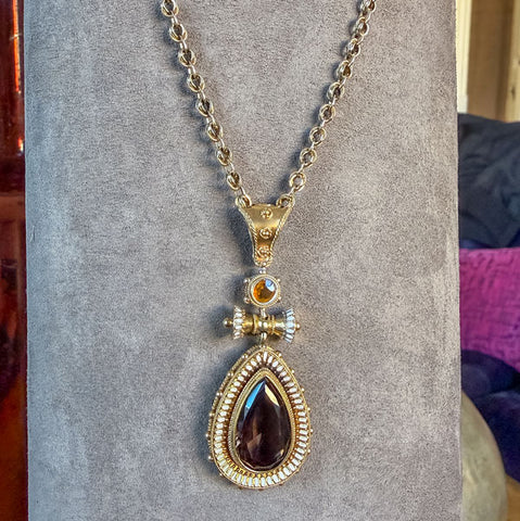 Antique Etruscan Revival Citrine Pendant