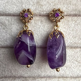Vintage Tumbled Amethyst Drop Earrings, sold by Doyle & Doyle antique and vintage jewelry boutique