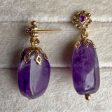 Vintage Tumbled Amethyst Drop Earrings, sold by Doyle & Doyle antique and vintage jewelry boutique