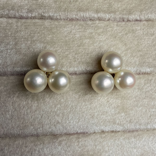 Vintage Pearl Cluster Earrings sold by Doyle and Doyle an antique and vintage jewelry boutique