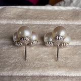 Vintage Pearl Cluster Earrings sold by Doyle and Doyle an antique and vintage jewelry boutique