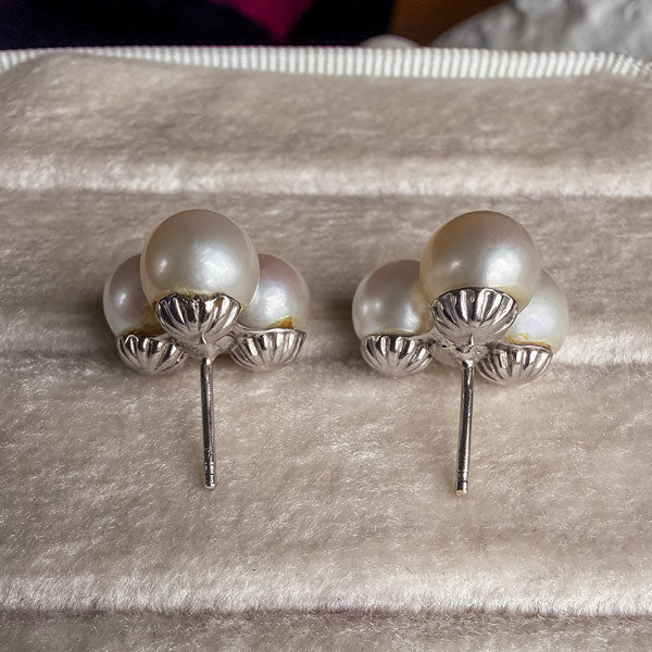 Vintage Pearl Cluster Earrings sold by Doyle and Doyle an antique and vintage jewelry boutique