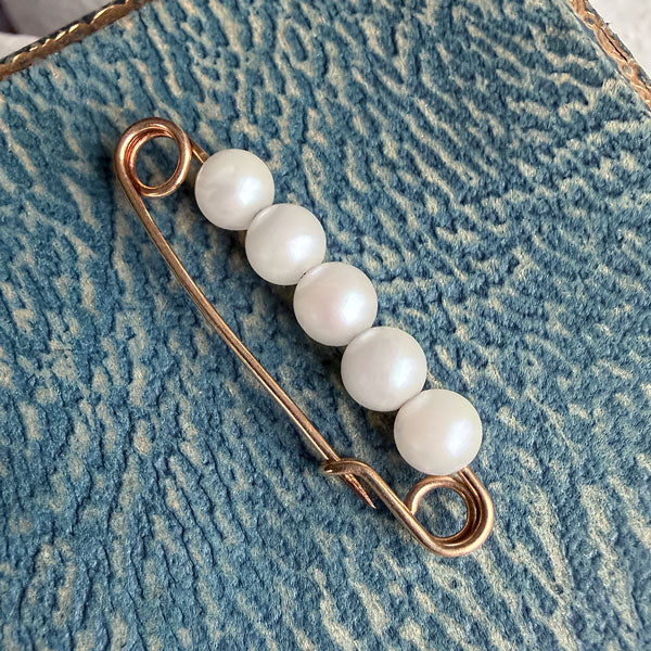Vintage Pearl Safety Pin sold by Doyle and Doyle an antique and vintage jewelry boutique