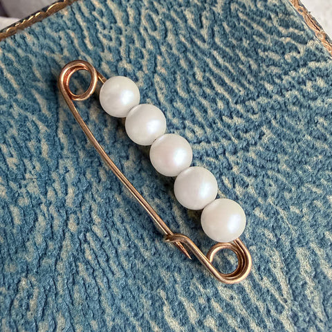 Vintage Pearl Safety Pin sold by Doyle and Doyle an antique and vintage jewelry boutique